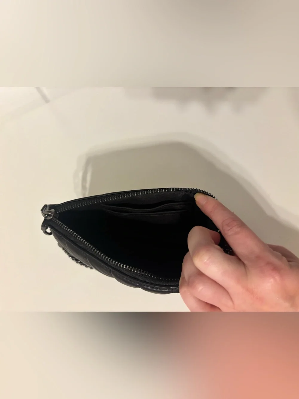 Coach Black Quilted Leather Chain Wristlet